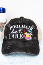 Load image into Gallery viewer, Pool hair Don&#39;t Care Distressed Hat Black
