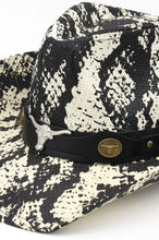 Load image into Gallery viewer, Ivory Snakeskin Steer Western Straw Cowgirl Hat
