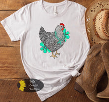 Load image into Gallery viewer, Western Chicken Turquoise Cowgirl Hen T-Shirt
