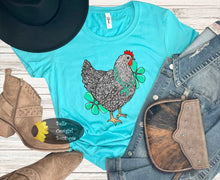 Load image into Gallery viewer, Western Chicken Turquoise Cowgirl Hen T-Shirt
