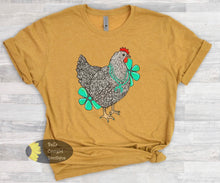 Load image into Gallery viewer, Western Chicken Turquoise Cowgirl Hen T-Shirt

