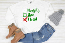 Load image into Gallery viewer, Naughty Or Nice Christmas Sweatshirt
