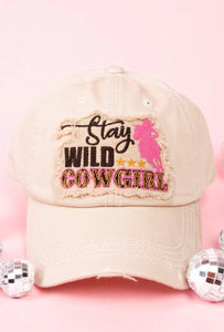 Stay Wild Cowgirl Western Distressed Hat