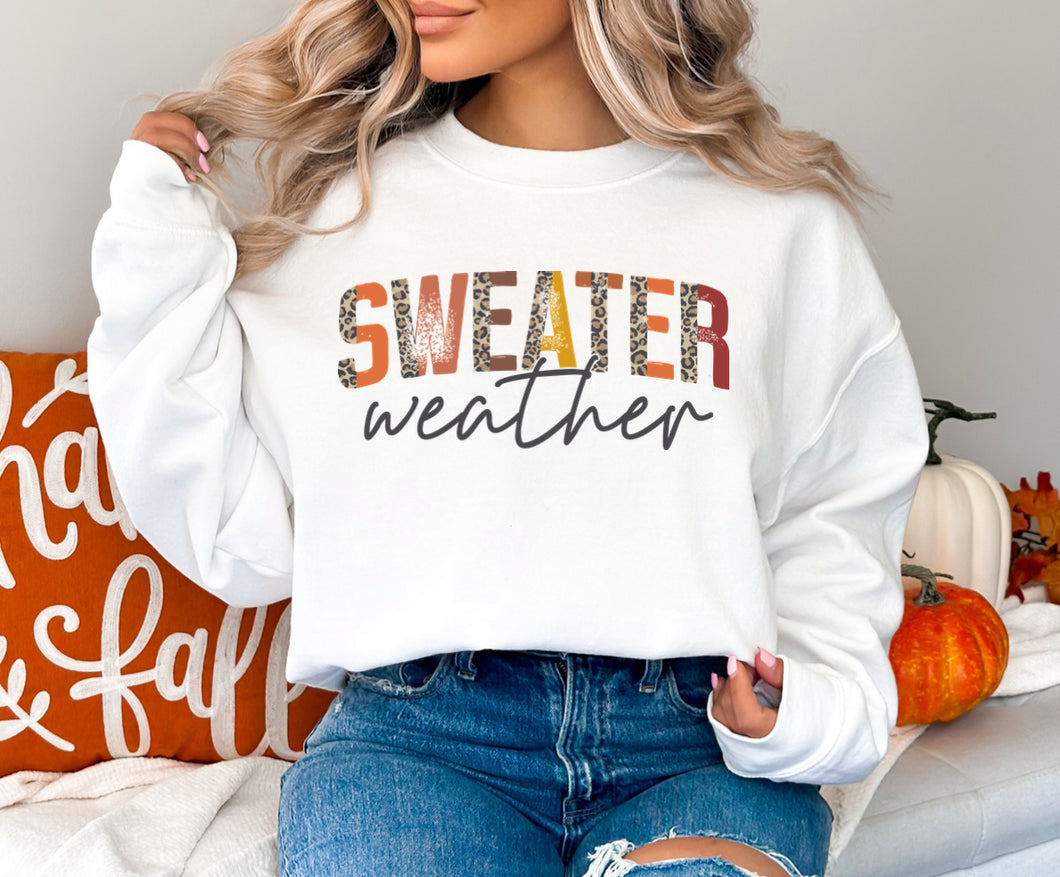 Leopard Distressed Sweater Weather Fall Sweatshirt