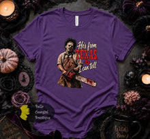 Load image into Gallery viewer, He's From Texas i Can Tell Country Music Funny Horror Movie Halloween T-Shirt
