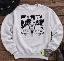 Load image into Gallery viewer, Yee Haw Steer Skull Western Sweatshirt
