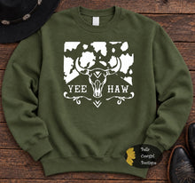Load image into Gallery viewer, Yee Haw Steer Skull Western Sweatshirt
