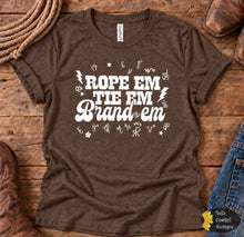 Load image into Gallery viewer, Rope Em Tie Em Brand Em Western T-Shirt
