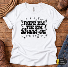 Load image into Gallery viewer, Rope Em Tie Em Brand Em Western T-Shirt
