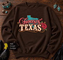 Load image into Gallery viewer, Choosin' Texas Turquoise With Rose Country Music Western Sweatshirt
