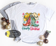 Load image into Gallery viewer, Howdy Christmas Cowboy Boots Western T-Shirt
