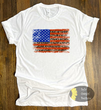 Load image into Gallery viewer, Distressed Leopard American Flag T-Shirt
