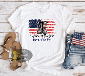 Home Of The Free Because Of The Brave Patriotic Memorial Day T-Shirt
