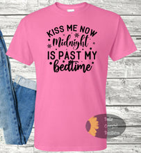 Load image into Gallery viewer, Kiss Me Now Midnight Is Past My Bedtime New Years Eve 2023 Women&#39;s T-Shirt
