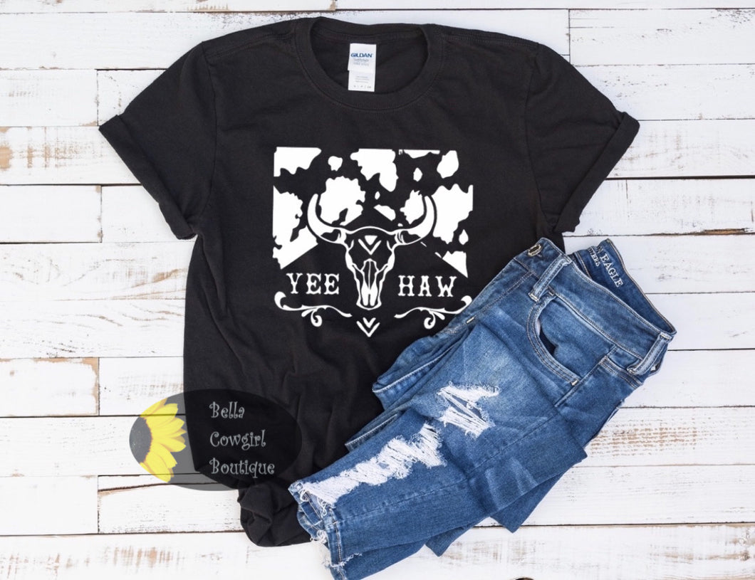 Yee Haw Steer Skull Western Women's T-Shirt