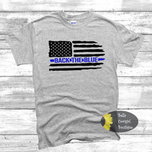 Load image into Gallery viewer, Back The Blue Distressed USA Flag Patriotic Women&#39;s T-Shirt
