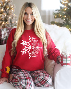 Joy Merry Believe Mistletoe Snowflake Christmas Sweatshirt