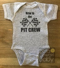 Load image into Gallery viewer, New To The Pit Crew Racing Baby Onesie
