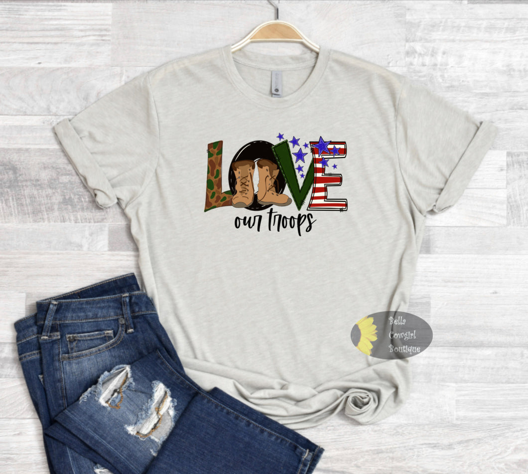 Love Our Troops Military USA Patriotic T-Shirt