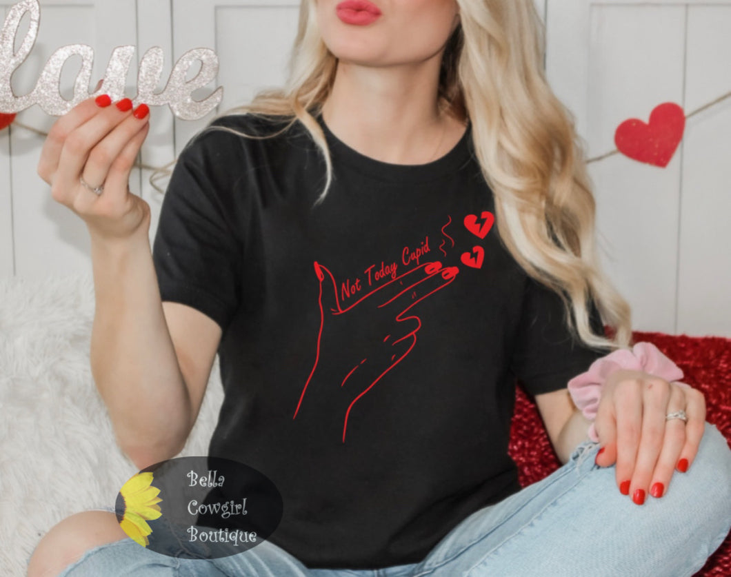 Not Today Cupid Pew Pew Heart Western Valentine's Day Women's T-Shirt