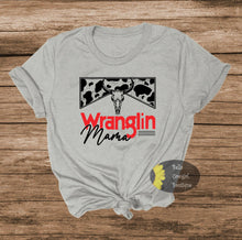 Load image into Gallery viewer, Wranglin Mama Steer Skull Western Rodeo T-Shirt
