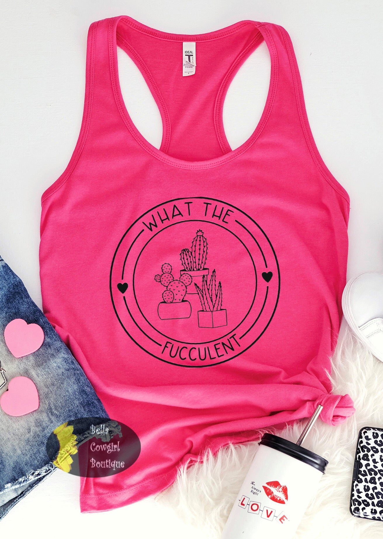 succulent tank top What The Fucculent Succulent Gardener Women's Tank Top M / RASPBERRY