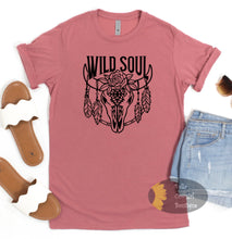 Load image into Gallery viewer, Wild Soul Steer Skull Western Boho T-Shirt
