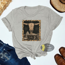 Load image into Gallery viewer, Leopard Desert Steer Skull Western T-Shirt
