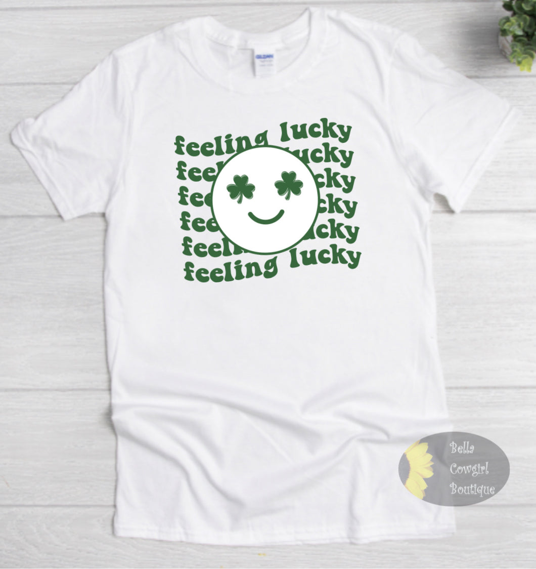 Feeling Lucky Happy Face Clover St. Patrick's Day Women's T-Shirt