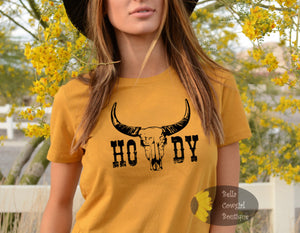 Howdy Steer Skull Punchy Western T-Shirt