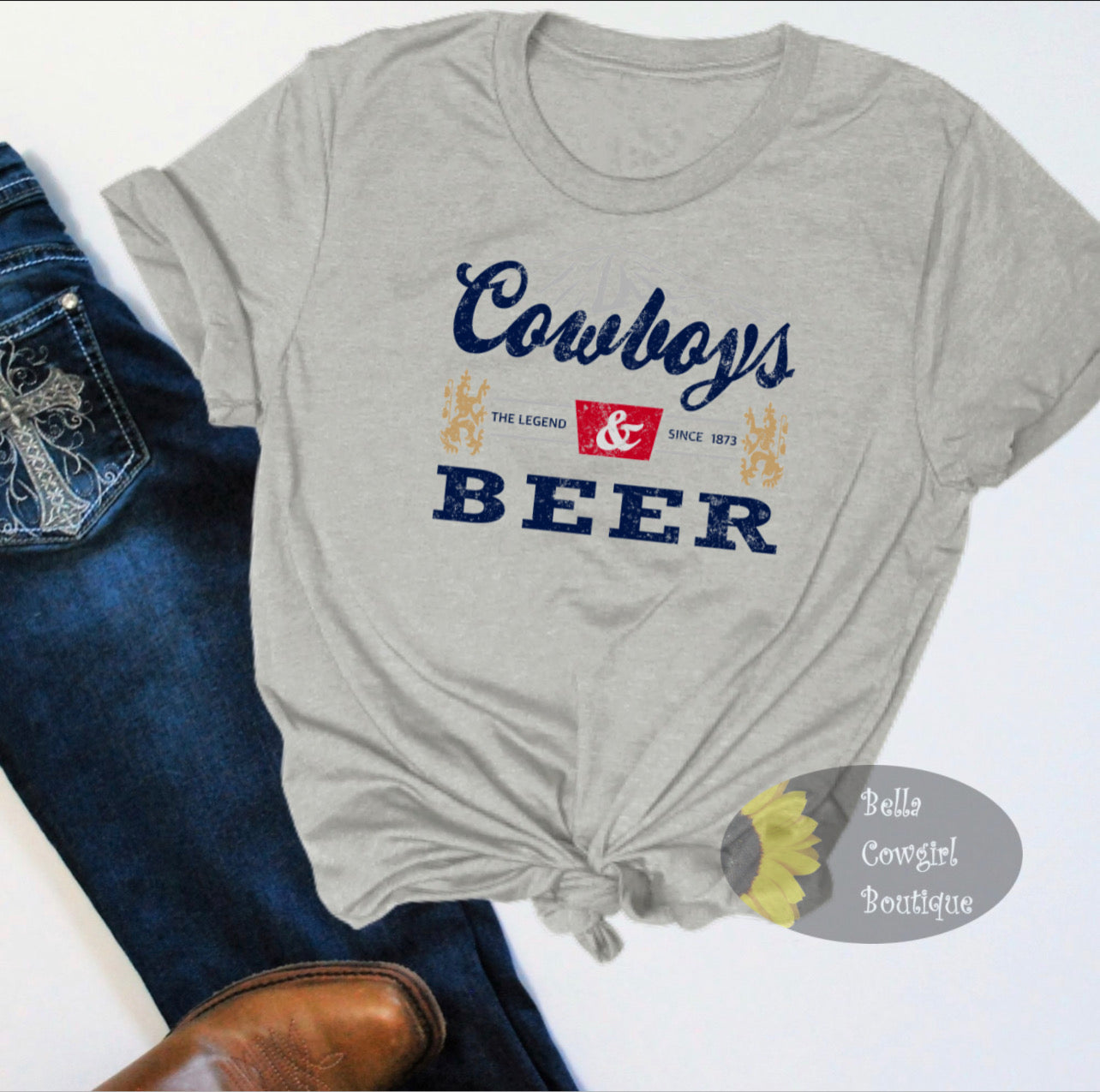 Cowboys And Beer Western T-Shirt – Bella Cowgirl Boutique