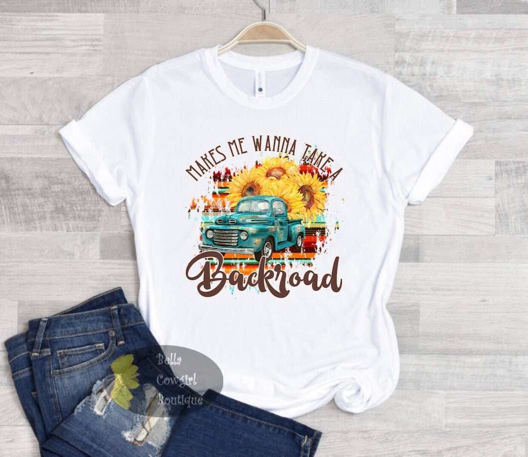 Makes Me Wanna Take A Back Road Country Music T-Shirt