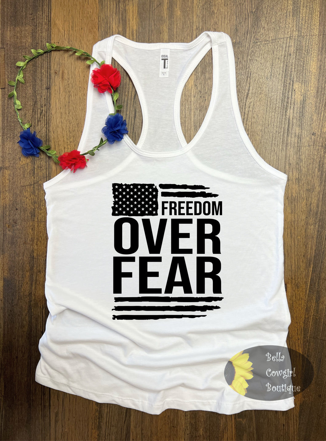 Freedom Over Fear Patriotic Women's Tank Top