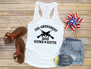 2nd Amendment God Guns Guts Patriotic Women's Tank Top