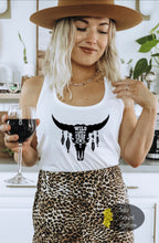 Load image into Gallery viewer, Wild &amp; Free Steer Skull Western Women&#39;s Tank Top

