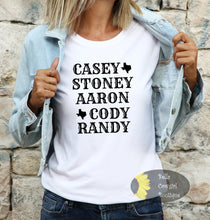 Load image into Gallery viewer, Stoney Aaron Cody Randy Texas Country Music T-Shirt
