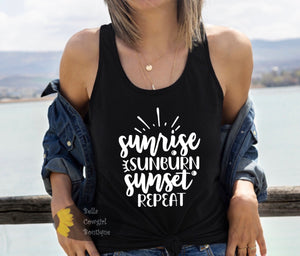 Sunrise Sunburn Sunset Repeat Country Music Beach Lake Women's Tank Top