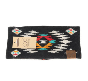 Aztec Pattern Head CC Beanie Head Wrap - Black