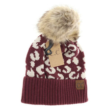 Load image into Gallery viewer, Leopard Pattern CC Beanie Pom - Monoco

