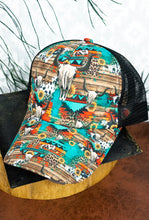 Load image into Gallery viewer, Ranchy Steer Skull Western Ponytail Hat
