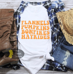 Flannels Pumpkins Bonfires Hayrides Fall Women's T-Shirt