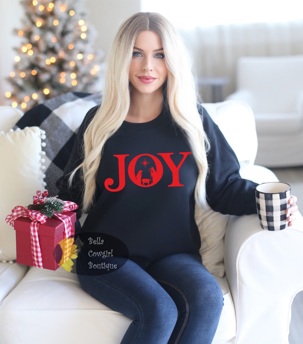 Joy Jesus In Manger Christmas Sweatshirt