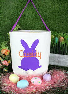 Personalized Purple Bunny Easter Bucket Bag