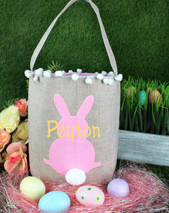 Personalized Pink Bunny Easter Bucket Bag