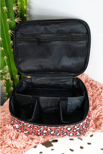 Pink Leopard Western Travel Cosmetic Case