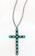 Load image into Gallery viewer, Turquoise Victory Faith Cross Necklace
