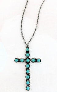 Turquoise Victory Faith Cross Necklace