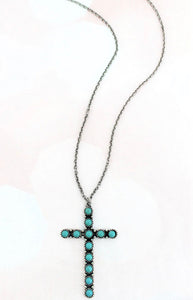 Turquoise Victory Faith Cross Necklace