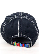 Load image into Gallery viewer, Serape Aztec Cactus Mamacita Distressed Hat - Black
