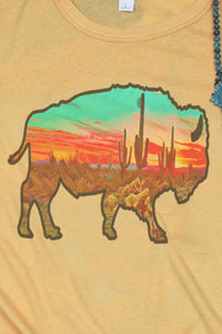 Desert Bison Serape Sunset Western Vintage T-Shirt